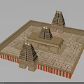 Traditional Brick Architecture With Square Base Multi Tiered Towers And Red White Striped Edges