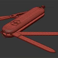 Red Swiss Army Knife With Open Blades And Multi Tools On Black Surface 3d model