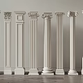 Various Classical Columns With Decorative Capitals And Fluted Shafts For Interior Design