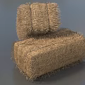 Two Natural Hay Bales With Handmade Fiber Texture Placed on Gray Background
