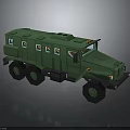 Green Military Vehicle With Six Wheels Armored Body Windows And Front Lights