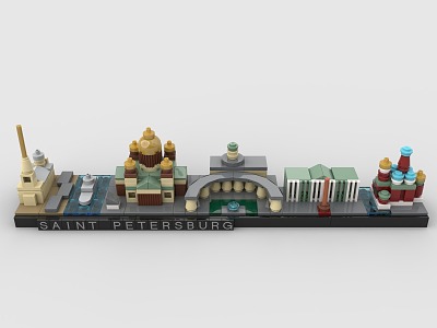 LEGO toy blocks city skyline buildings st. petersburg 3d model