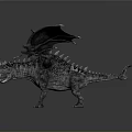 Mythical Dragon 3D Model Featuring Spiked Body Large Wings And Detailed Scales