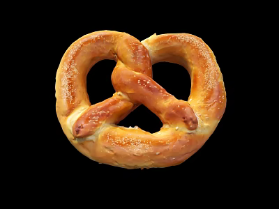 Freshly Baked Golden Brown Pretzel With Classic Knot Shape And Salted Surface 3d model