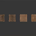 Four Wooden Storage Boxes In Various Shapes With Open And Closed States On Dark Background