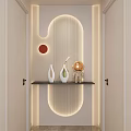 Cream Simple Style Scarpa Stacked Curved Shape Hermes Orange Corridor End View Entrance 3d model