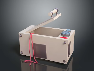 Beige Compact Kitchen Appliance With Flip Lid Red Cord And Control Knobs 3d model