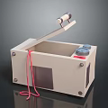 Beige Compact Kitchen Appliance With Flip Lid Red Cord And Control Knobs