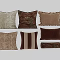 Assorted Brown Beige Leopard Print Striped Velvet Pillows With Ruffled Edges