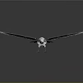 Mechanical Bird Flying With Silver Feather Like Wings And Mechanical Details On Black Background