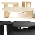 Modern Round Wooden Coffee Tables Black And Light With Unique Base Structure 3d model