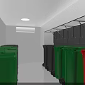 Garden Landscape Waste Sorting Station With Colorful Recycling Bins And Storage Zone