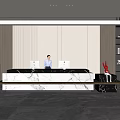 Company Front Desk Background Wall Reception Area Bar Desk Reception Desk Lobby Simple Lobby 3d model