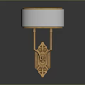 Elegant Golden Wall Sconce Lighting Combination With White Shade And Intricate Carved Design