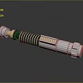 Futuristic Silver Weapon Featuring Black Stripes And Orange Energy Core