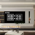 Elegant Modern Living Room Interior With Sofa Coffee Table TV Cabinet Fireplace And Clock