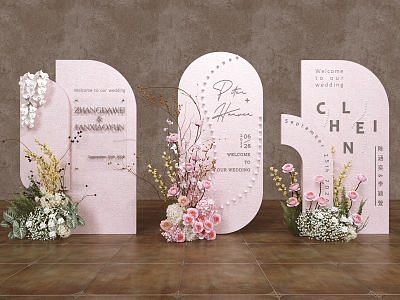 Modern Wedding Water Brand Guide Brand Welcome Area Wedding Arrangement Pink Floral Art Niche High Sense Engagement Birthday Proposal Meichen 3d model