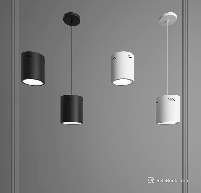 Modern Black And White Downlights And Spotlights With Sleek Pendant Design For Interior Lighting 3d model 