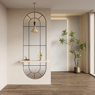 French retro porch background wall partition wall 3d model
