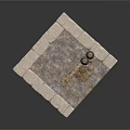 Military Camp Scene Platform With Stone Border Wooden Crates And Fuel Barrels