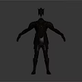 Sleek Black Armored Weapon Model Featuring Intricate Design And Sharp Headpiece