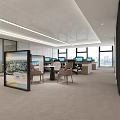 Modern Lounge Area In Cross Border E Commerce Industrial Park With Green Plants And Bookshelves