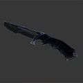 Modern Tactical Knife With Black Handle And Sharp Metal Blade