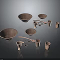 Matte Pinkish Household Items Including Bowls Cups Spoons And Small Plates