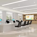 Bright Service Hall Interior Layout With White Counter Waiting Seats And Natural Light