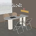 Leolux Dining Table and Chair Simple Dining Table and Chair Cream Style Dining Table and Chair 3d model