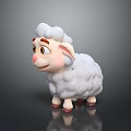 Cute Cartoon Sheep Game Movie Character With White Curly Wool Brown Eyebrows And Pink Nose