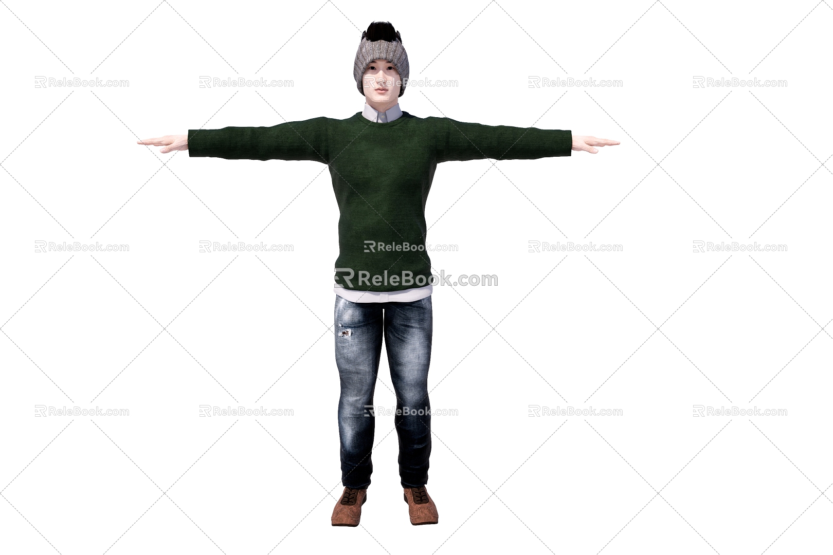 Modern Boy Green Sweater Hat model