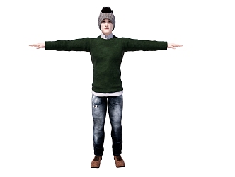 Modern Boy Green Sweater Hat 3d model