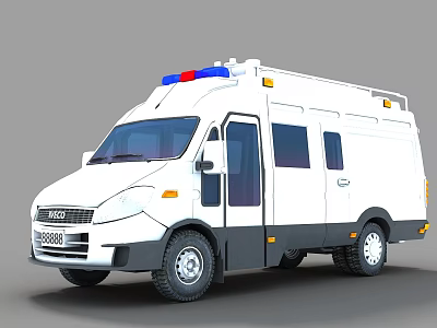 Ambulance Utility Vehicle With White Body Blue Red Emergency Lights And Medical Equipment 3d model