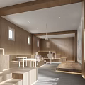 Modern Conference Room Interior Design With Wooden Walls Natural Light And Seating Areas