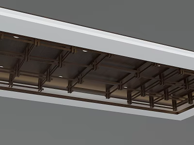 Modern Ceiling Structure With Metal Framework And Recessed Lights Grid Design 3d model