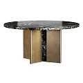 Modern Round Dining Table With Black Marble Top And Brass Metal Frame Base 3d model
