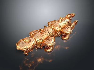 Golden Spacecraft Design with Complex Structure and Metallic Shine in Cosmic Exploration 3d model
