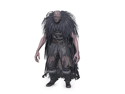 Fantasy Character Resembling Mythical Creature With Feathered Costume And Mystical Features 3d model