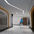 Modern Elevator Hallway Interior With Sleek Flooring Decorative Lighting And Large Windows 3d model