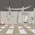 Modern Aerial Yoga Studio With Yoga Mats Blocks Natural Light And Plants