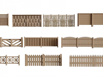 Various Wooden Fence Designs for Garden and Yard Decoration with Different Patterns and Styles 3d model