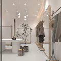 Mansa Modern Clothing Store Interior With Hanging Clothes And Stylish Lighting Design