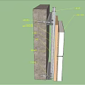 Building Component Sectional Structure Featuring Insulation Studs Moisture Barrier And Cladding Layers 3d model
