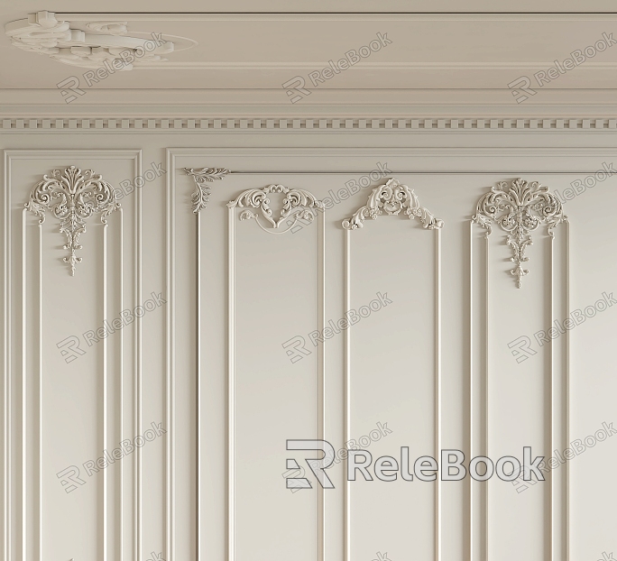 French plaster line carved wall panel model