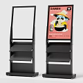 Floor Standing Ramen Advertising Sign With Panda Cartoon Design Pink Background And Multi Layer Shelves