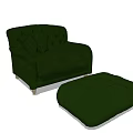 Comfortable Green Tufted Single Sofa with Matching Ottoman for Home Interior 3d model