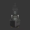 Detailed Warship Model With Green Hull Structural Details And Dark Background Reflection 3d model