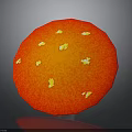 Red Spherical Plant Fruit With Yellow Spots Smooth Surface And Reflective Texture