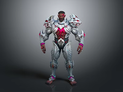 Fantasy Warrior Character With Intricate Silver Red Armor And Muscular Build 3d model
